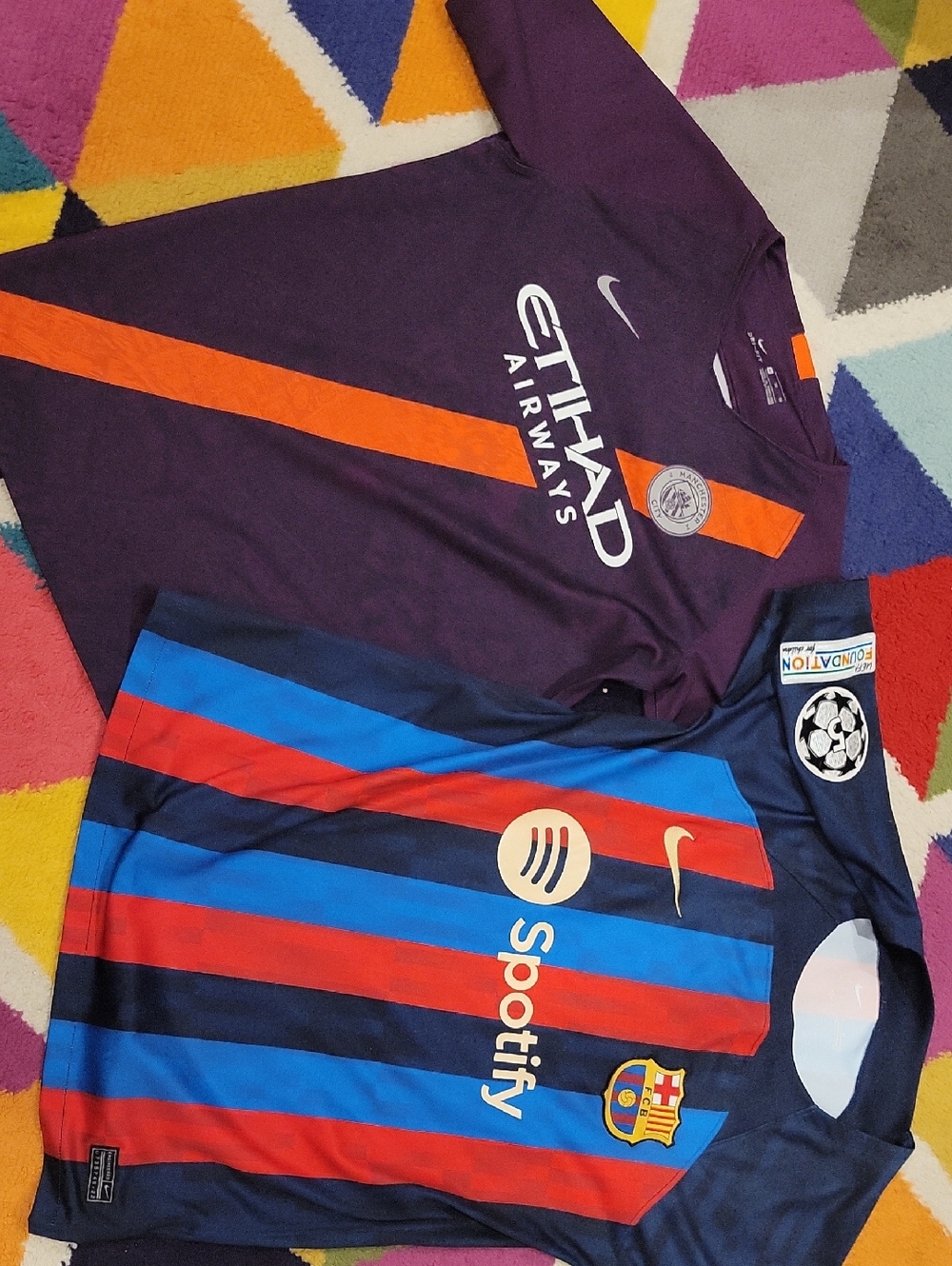 Soccer Shirts-  Nike - Boys XL Purple - Mens Small Red, Blue Stripes